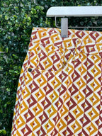 Rust Geometric Print Straight-Leg Pants — detail