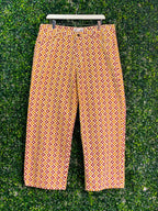 Rust Geometric Print Straight-Leg Pants — front
