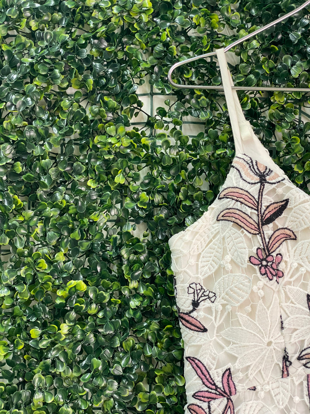 Forever New Ivory Floral Embroidered Lace Mini Dress — detail