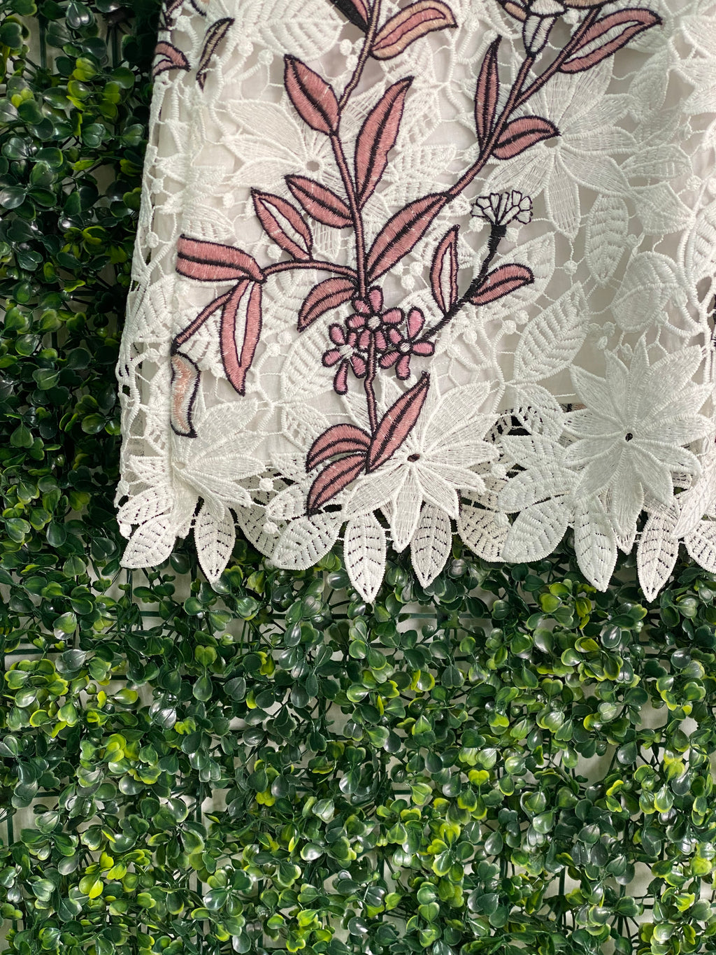 Forever New Ivory Floral Embroidered Lace Mini Dress — detail