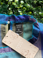 Emery Rose Blue Multicolour Check Cap-Sleeve Top — brand