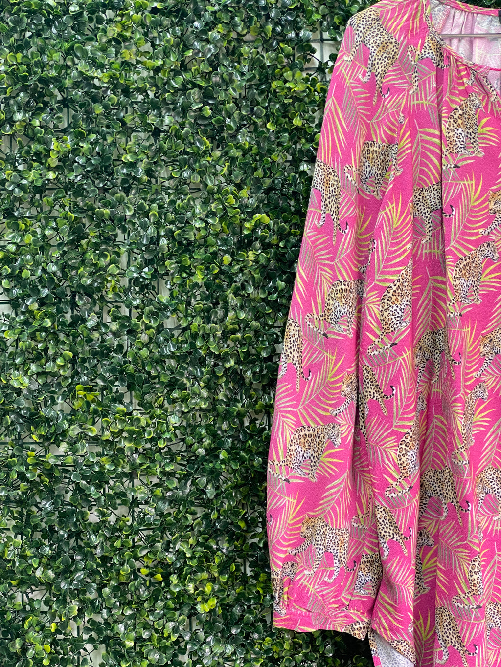 August Pink Leopard Palm Print Tunic — detail