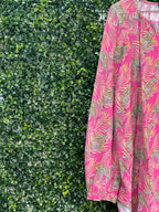 August Pink Leopard Palm Print Tunic — detail