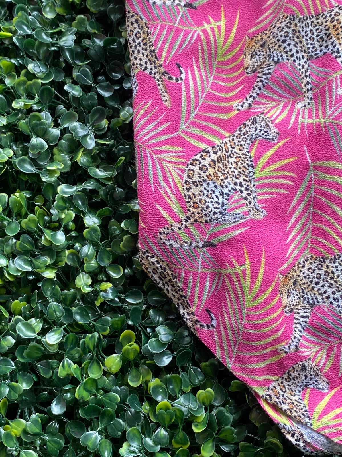 August Pink Leopard Palm Print Tunic — detail