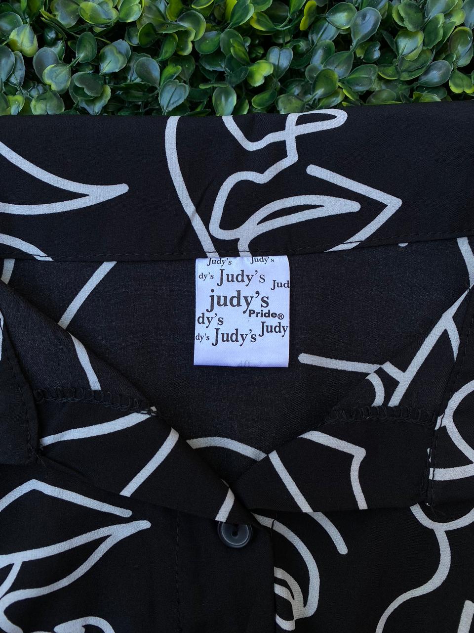 Black Abstract Face Print Button-Up Shirt