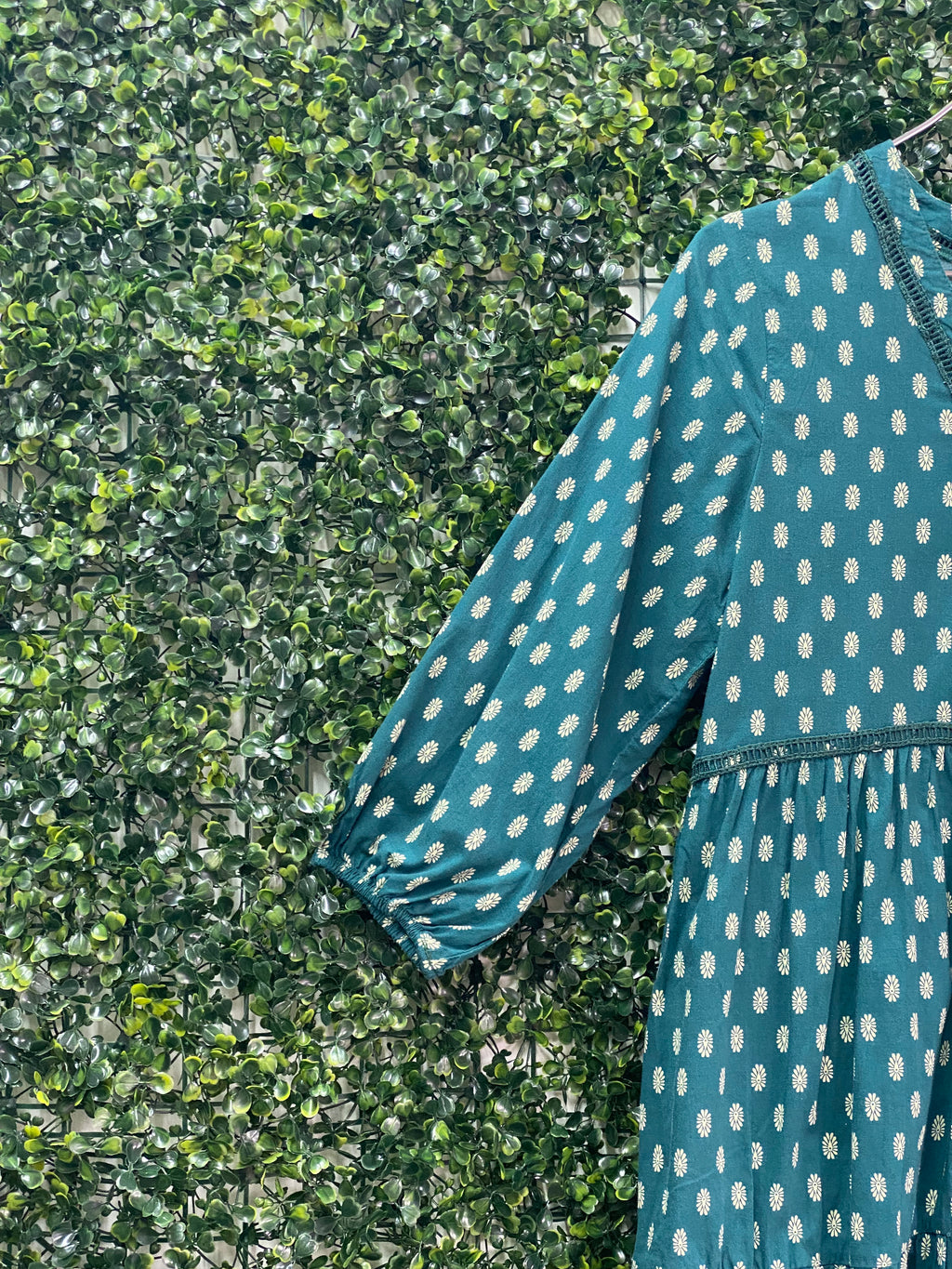 Mr Price Teal Daisy Print Cotton Smock Dress — detail