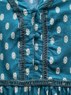 Mr Price Teal Daisy Print Cotton Smock Dress — detail