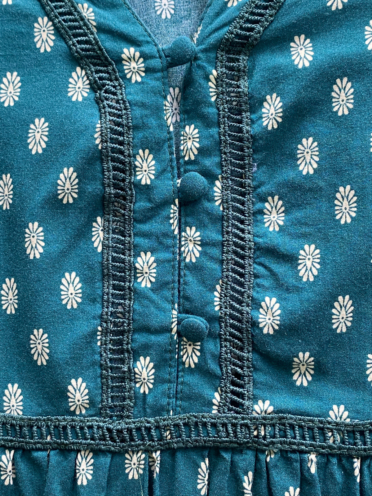 Mr Price Teal Daisy Print Cotton Smock Dress — detail