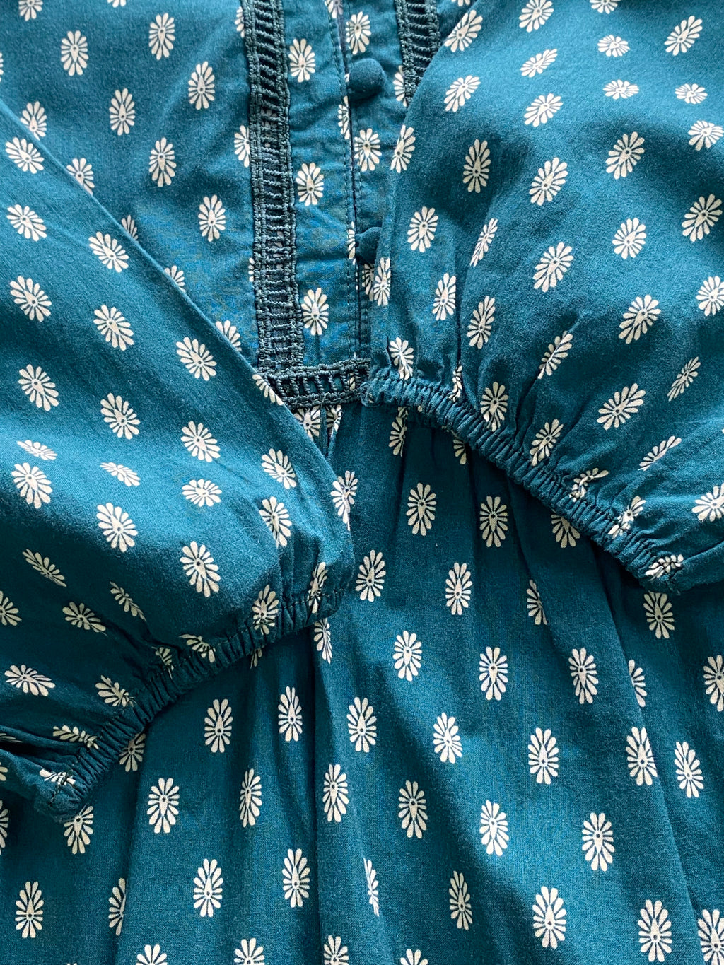 Mr Price Teal Daisy Print Cotton Smock Dress — detail