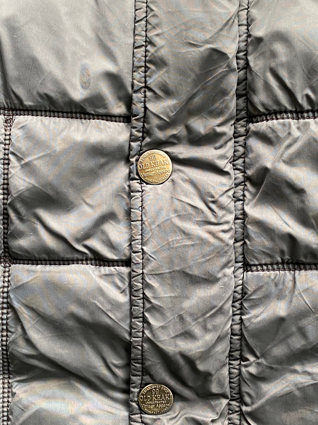 Old Khaki Charcoal Quilted Utility Gilet — detail