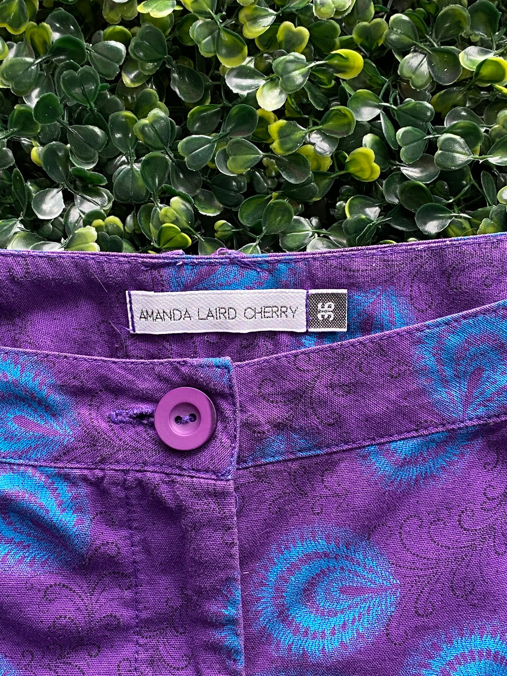 Amanda Laird Cherry Purple & Turquoise Print Pants — brand