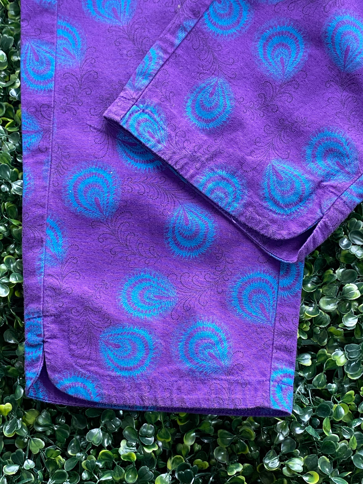 Amanda Laird Cherry Purple & Turquoise Print Pants — detail