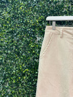 Two-Tone Cream & Rust Corduroy Straight-Leg Pants — detail
