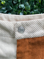 Two-Tone Cream & Rust Corduroy Straight-Leg Pants — detail