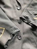 Cornelle Black Longline Blazer with Champagne Patch Sleeves — detail