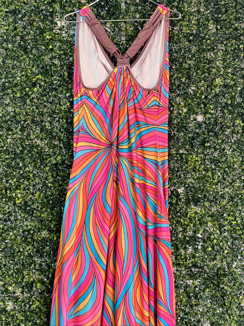 Rainbow Swirl Ruched Maxi Dress — back