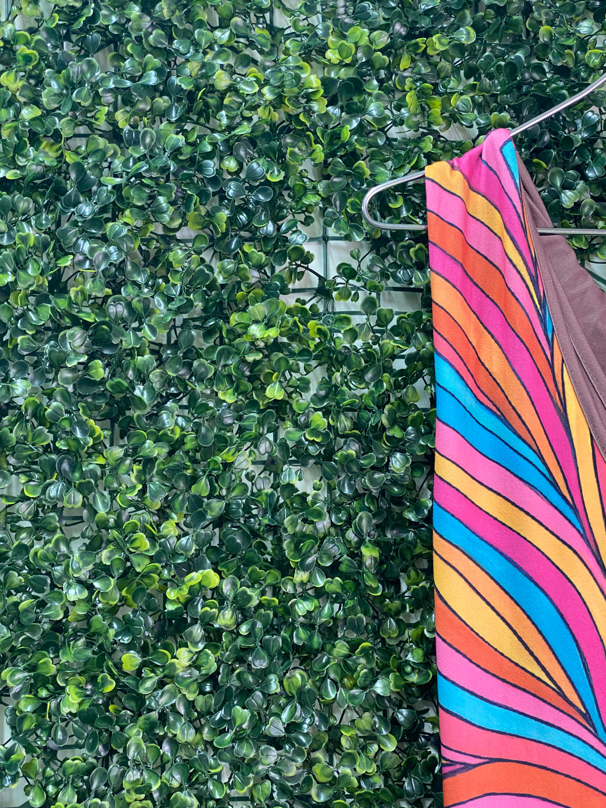 Rainbow Swirl Ruched Maxi Dress — detail