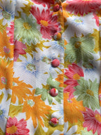 Retro Orange & Pink Floral Button-Front Maxi Dress — detail