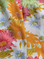 Retro Orange & Pink Floral Button-Front Maxi Dress — detail