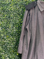 Grey Houndstooth Longline Coat with Contrast Tabs — detail
