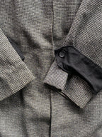 Grey Houndstooth Longline Coat with Contrast Tabs — detail