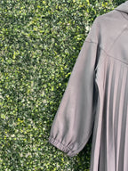 Zara Charcoal Grey Pleated Hooded Dress — detail