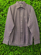 Giordano Blue & Burgundy Check Long-Sleeve Shirt