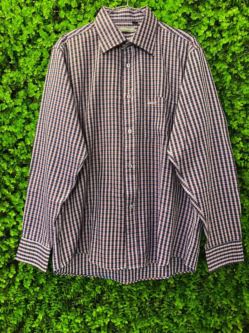 Giordano Blue & Burgundy Check Long-Sleeve Shirt