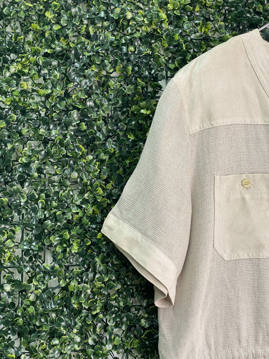Colourville Natural Linen-Blend Pocket Blouse — detail