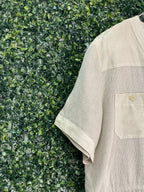 Colourville Natural Linen-Blend Pocket Blouse — detail