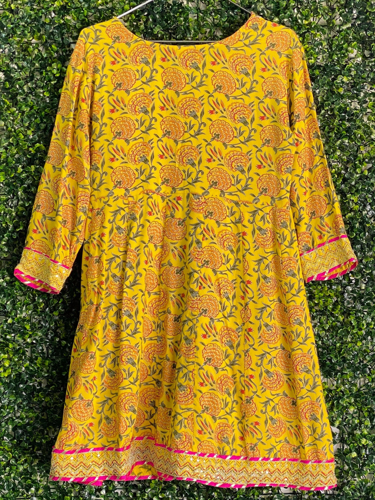 J.B. Mustard Floral Embellished Tunic Dress — back