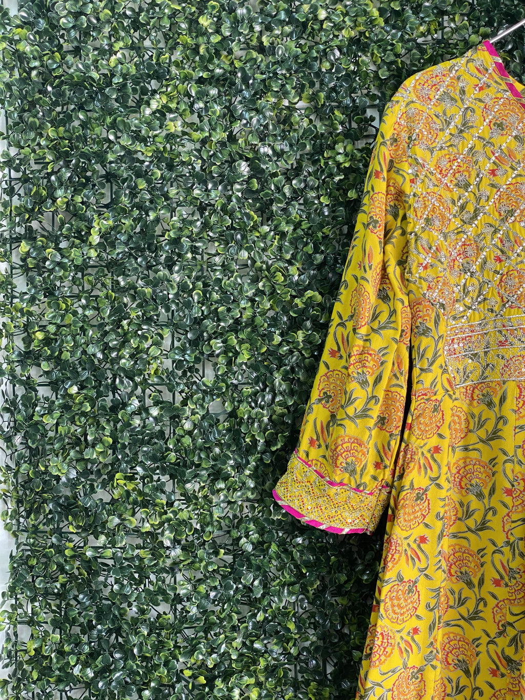 J.B. Mustard Floral Embellished Tunic Dress — detail