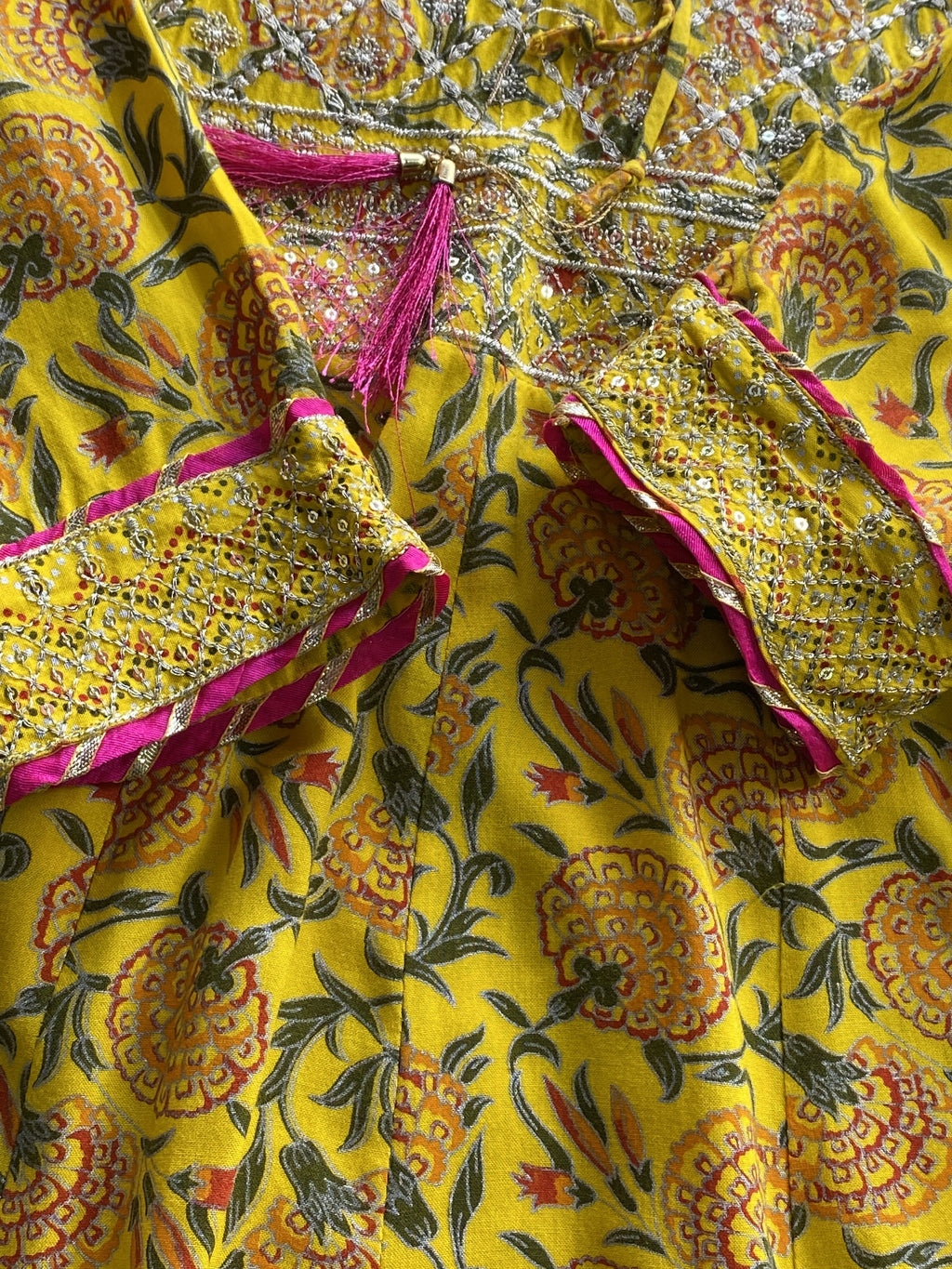J.B. Mustard Floral Embellished Tunic Dress — detail