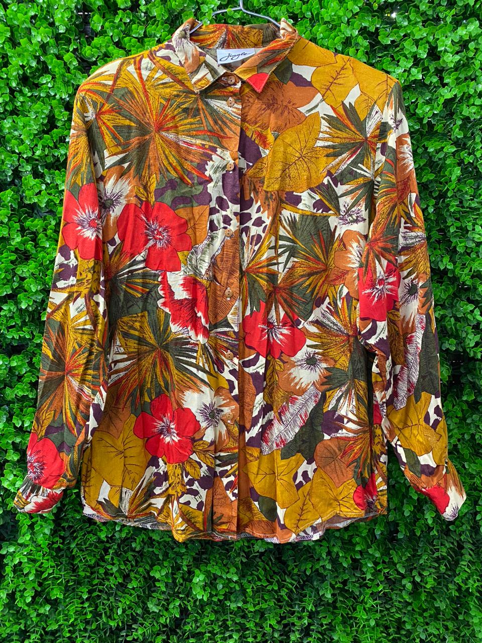 Autumn Floral Button-Up Shirt