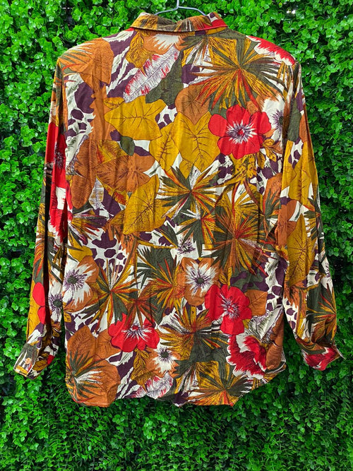 Autumn Floral Button-Up Shirt