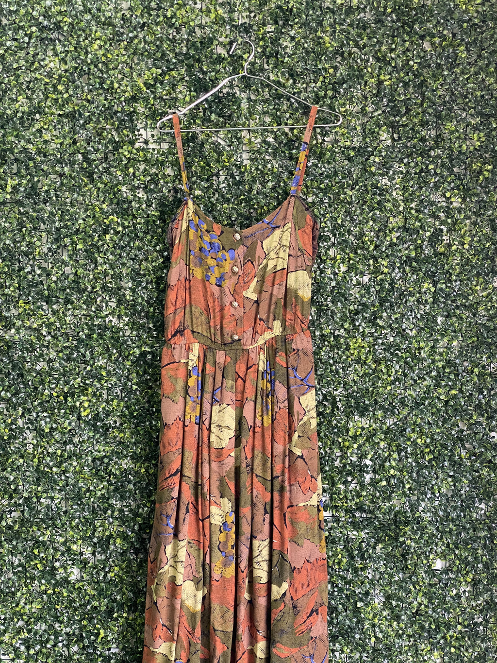 Gemini by Christo Rust Floral Strappy Maxi Dress — detail