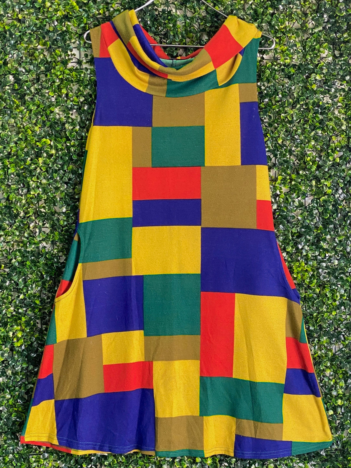Olive de Olive Multicolour Geometric A-Line Dress — front