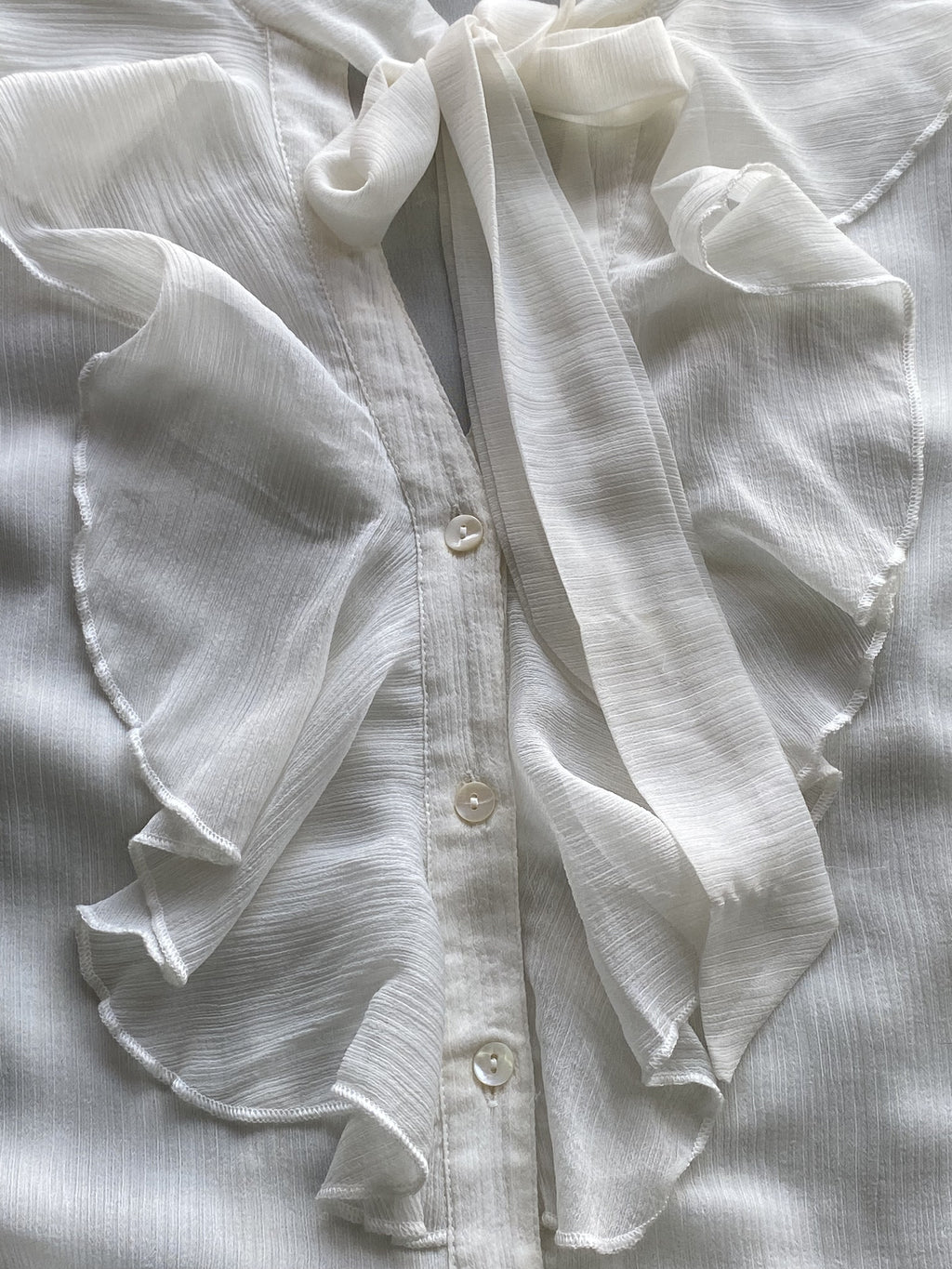 Woolworths Ivory Ruffle Tie-Neck Blouse — detail