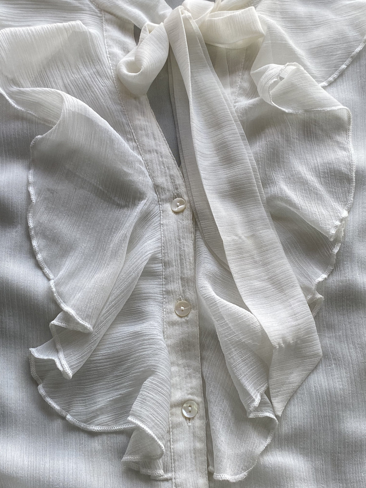 Woolworths Ivory Ruffle Tie-Neck Blouse — detail