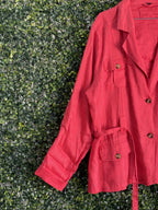 Truworths Coral Red Pure Linen Utility Jacket — detail