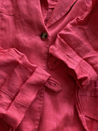 Truworths Coral Red Pure Linen Utility Jacket — detail