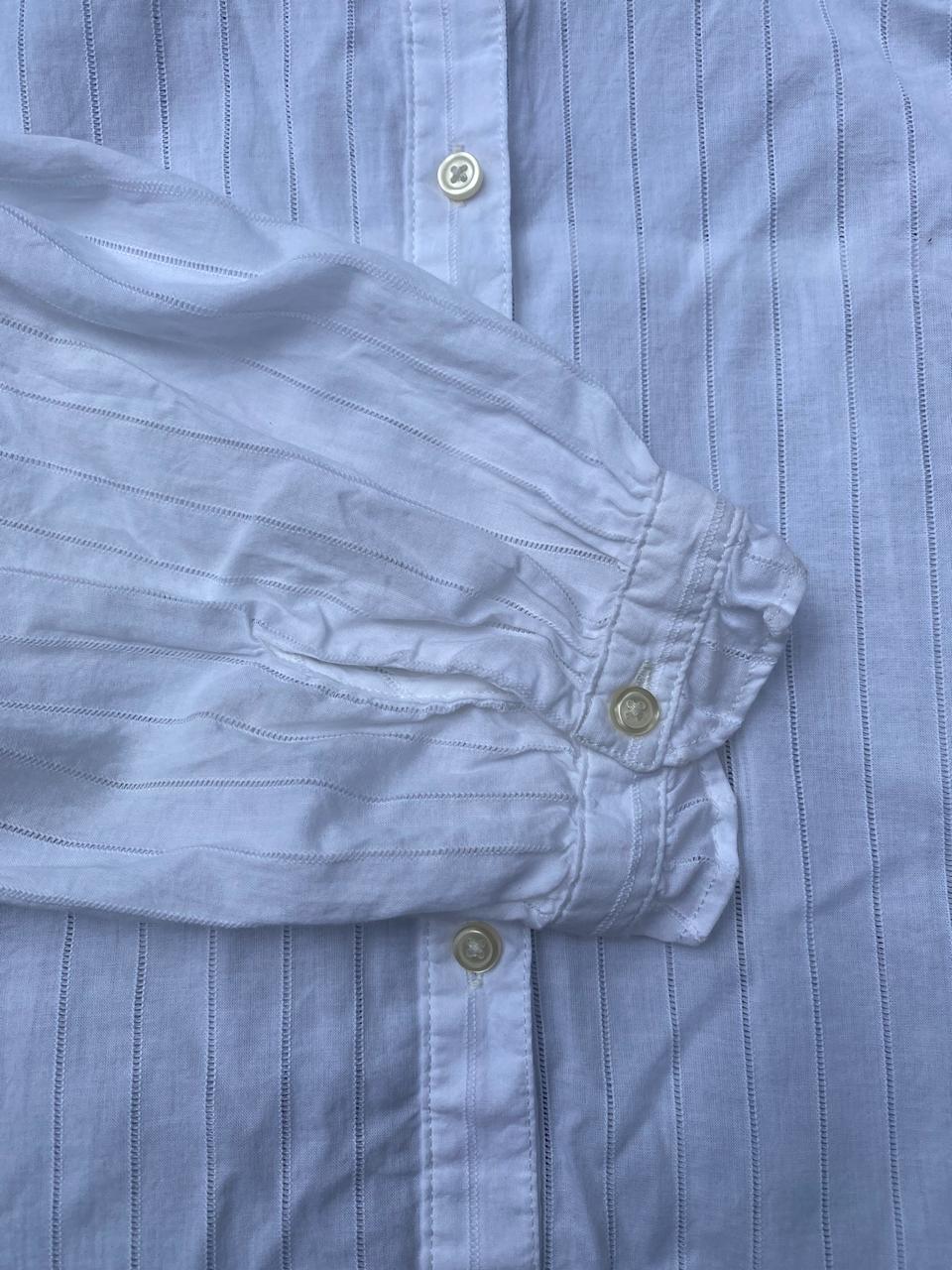 White Ruffle Neck Button-Up Blouse
