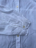 White Ruffle Neck Button-Up Blouse