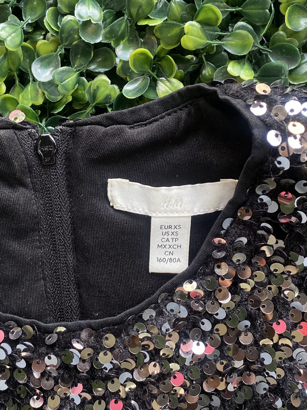 H&M Black Rose Gold Sequin Crop Top — brand