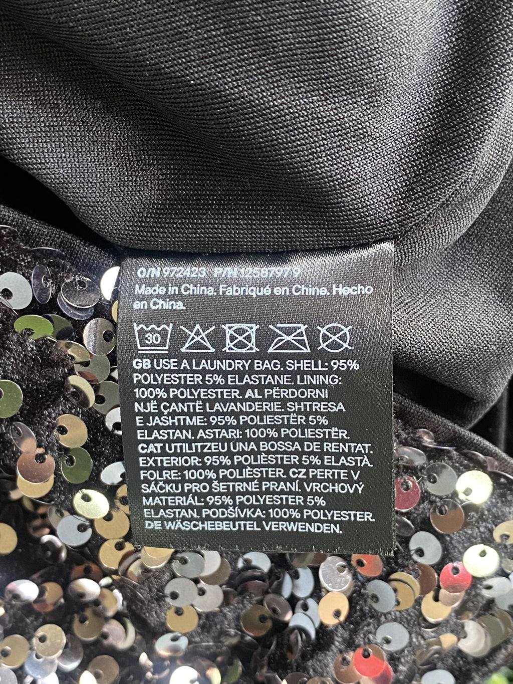 H&M Black Rose Gold Sequin Crop Top — care