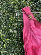 Miss Moi Fuchsia Marble Print One-Shoulder Maxi Dress — detail