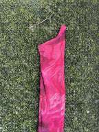 Miss Moi Fuchsia Marble Print One-Shoulder Maxi Dress — detail