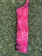 Miss Moi Fuchsia Marble Print One-Shoulder Maxi Dress — detail