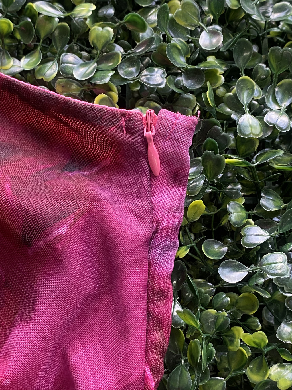 Miss Moi Fuchsia Marble Print One-Shoulder Maxi Dress — detail