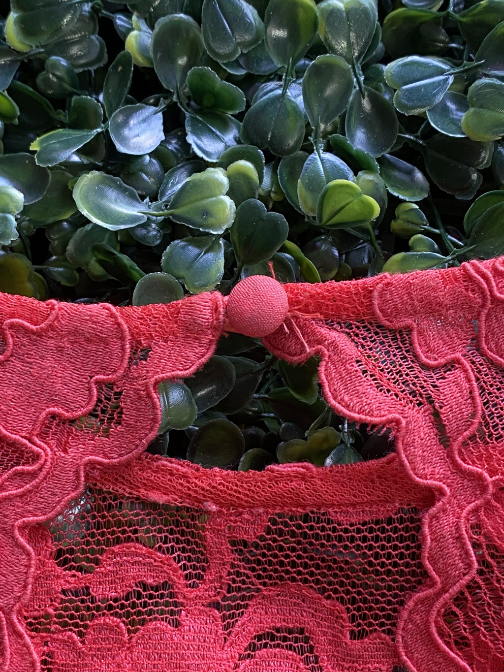 Forever New Coral Lace Midi Dress with Cutout Back — detail